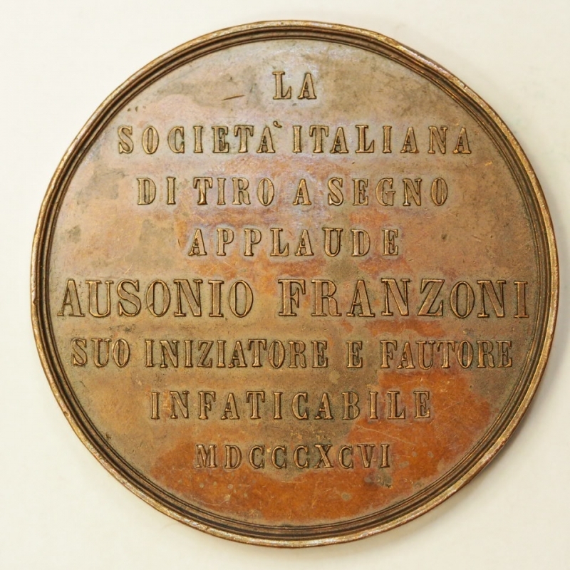 reverse: MEDAGLIA - BUENOS AIRES - SOCIET ITALIANA DI TIRO A SEGNO 1896 - 87.74 GRAMMI - 56 MM DIAMETRO
