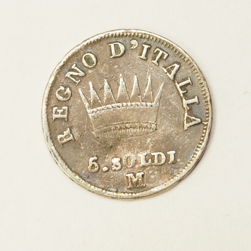reverse: NAPOLEONE I RE D ITALIA - (1805-1814) 5 SOLDI 1811 ARGENTO MILANO