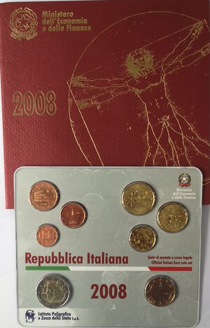 obverse: Repubblica Italiana. Serie divisionale 2008. 8 Valori. Senza Ag. 