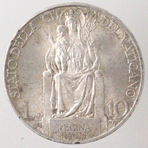 reverse: Vaticano. Pio XI. 1922-1938. 10 Lire 1930. A. IX. Ag. 