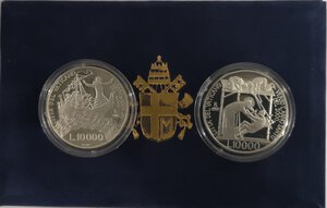 reverse: Vaticano. Giovanni Paolo II. 1978-2005. Dittico 10.000 Lire + 10.000 Lire 1997. Verso l Anno Santo del 2000. 3° Serie. Ag. 