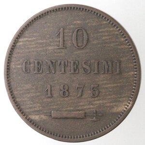 reverse: San Marino. Vecchia monetazione. 1864-1938. 10 centesimi 1875. Ae. 
