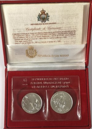 obverse: San Marino. Dittico. 500 Lire + 1.000 lire 1992. XXV Olimpiade. Ag. 