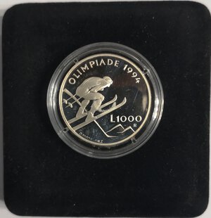 reverse: San Marino. 1.000 lire 1994. Olimpiadi Iinvernali di Lillehammer 1994. Ag. 