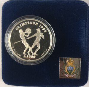 reverse: San Marino. 1.000 Lire 1996. XXVI Olimpiade. Ag. 
