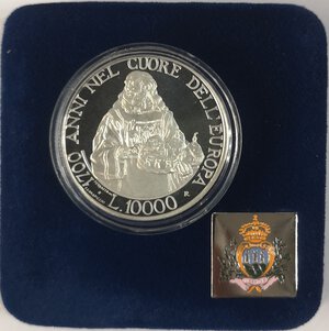 reverse: San Marino. 10.000 lire 2000. Ag. 1700 ° della Repubblica.