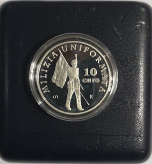 reverse: San Marino. 10 euro 2005. Milizia Uniformata. Ag. 
