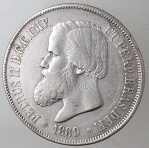 obverse: Brasile. Pedro II. 1831-1889. 2000 reis 1888. Ag.