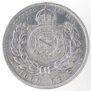 reverse: Brasile. Pietro II. 1831-1889. 1000 Reis 1877. Ag.