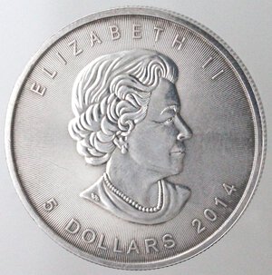 obverse: Canada. Elisabetta II Regnante. 5 Dollari 2014. Ag.
