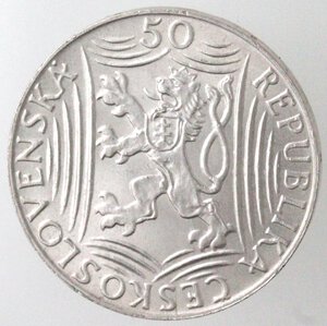 obverse: Cecoslovacchia. 50 Corone 1949. Ag 500.