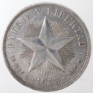 reverse: Cuba. 1 Peso 1933. Ag 900.