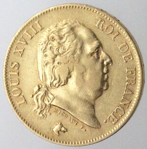 obverse: Francia. Luigi XVIII. 1814-1824. 40 franchi 1818. W. Au.
