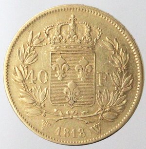 reverse: Francia. Luigi XVIII. 1814-1824. 40 franchi 1818. W. Au.