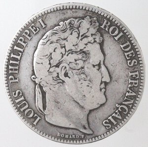 obverse: Francia. Luigi Filippo I. 1830-1848. 5 Franchi 1835 K. Bordeaux. Ag.