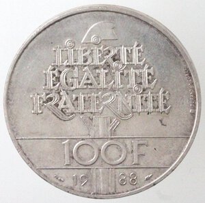 reverse: Francia. 100 Franchi 1988. Ag.