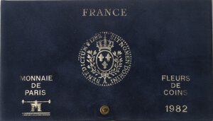 obverse: Francia. Serie Divisionale 1982. 10 Valori Nominali con 100 Franchi in Ag. In confezione originale.