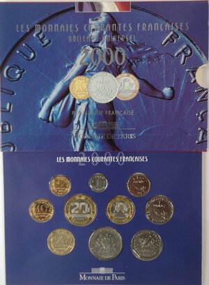 obverse: Francia. Serie Divisionale 2000. 10 Valori Nominali. In confezione originale.