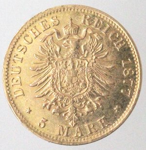 reverse: Germania. Baviera. Ludwing II. 1864-1886. 5 Marchi 1877. Au.