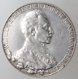 obverse: Germania Prussia. Guglielmo II. 1888-1918. 2 Marchi 1913. Ag. 
