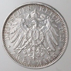reverse: Germania Prussia. Guglielmo II. 1888-1918. 2 Marchi 1913. Ag. 
