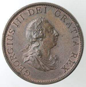 obverse: Gran Bretagna. Giorgio III. 1760-1820. Mezzo Penny 1799. Ae. 