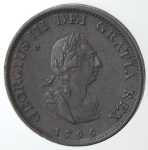 obverse: Gran Bretagna. Giorgio III. 1760-1820. Farthing 1799. Ae.