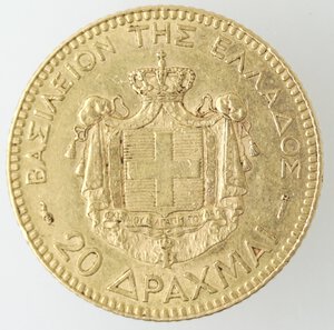reverse: Grecia. Giorgio I. 1863-1913. 20 dracme 1884. Au. 