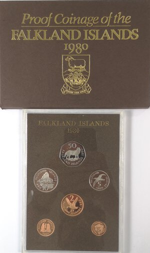 reverse: Isole Falkland. Serie Divisionale 1980. 6 Valori Nominali. Senza Ag. In confezione Originale. 