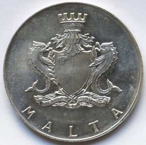 obverse: Malta. 2 Lire Maltesi 1973. Ag 987. 
