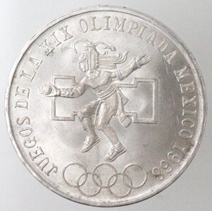 reverse: Messico. 25 pesos 1968 XIX Olimpiade. Ag. 