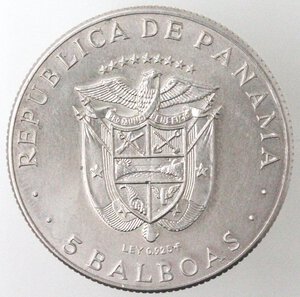 obverse: Panama. 5 Balboas 1970. Ag 925. 