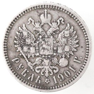 reverse: Russia. Nicola II. 1894-1917. Rublo 1901 AP. Ag. 