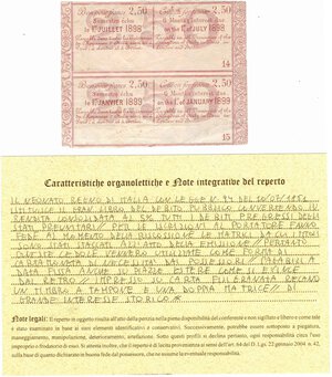 reverse: Banconote. Regno D Italia. Umberto I. Cedola per Lire 5. L. n. 94 del 10/07/1861. 
