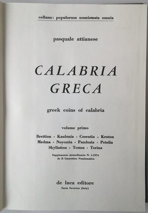 reverse: Libri. Calabria Grecia. Vol. !, 2 e 3. Pasquale Attianese. Santa Severina 1977.
