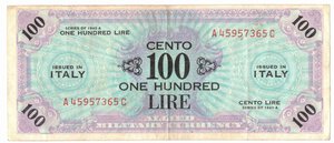 obverse: Banconote. Occupazione Americana. 100 Am lire 1943. Bilingue. 