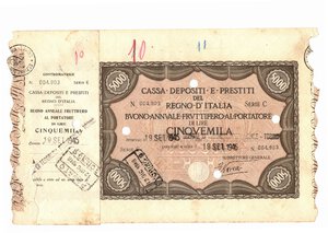 obverse: Banconote. C. D. P. Buono da 5.000 Lire 1945. 