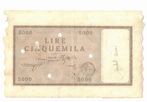 reverse: Banconote. C. D. P. Buono da 5.000 Lire 1945. 