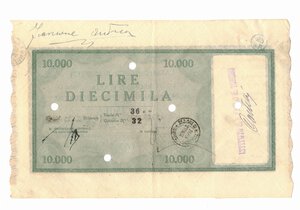reverse: Banconote. C. D. P. Buono da 10.000 Lire 1945. 