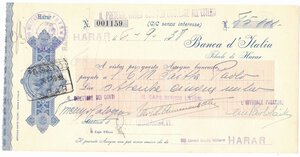 obverse: Banconote. Banca d Italia. Assegno  da 85.000 Lire 06/09/1938. 