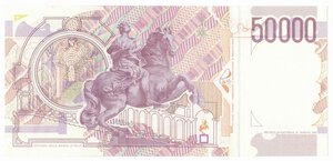 reverse: Banconote. Repubblica Italiana. 50.000 lire Bernini. 2°tipo. D.M. 27/05/1992. 