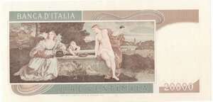 reverse: Banconote. Repubblica Italiana. 20.000 lire. Tiziano. D.M. 21-02-1975.