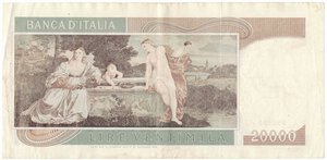 reverse: Banconote. Repubblica Italiana. 20.000 lire. Tiziano. D.M. 21/02/1975. Gig. BI77A.
