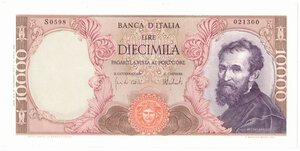 obverse: Banconote. Repubblica Italiana. 10.000 lire. Michelangelo. D.M. 27-11-73.