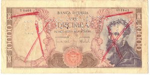 obverse: Banconote. Repubblica Italiana. 10.000 lire. Michelangelo. D.M. 27-11-73. 
