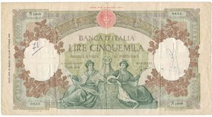 obverse: Banconote. Repubblica Italiana. 5.000 Lire Regine del Mare. D.M. 23-03-1961. 