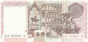 reverse: Banconote. Repubblica Italiana. 5.000 Lire Antonello da Messina. D.M. 19-10.1983. 