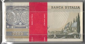 reverse: Banconote. Repubblica Italiana. 2.000 Lire Galileo Galilei. Mazzetta originale di Zecca. 