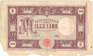 obverse: Banconote. Repubblica Italiana. 1.000 lire Grande M (BI). D.M. 08/01/1946. 