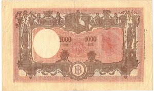 reverse: Banconote. Repubblica Italiana. 1000 lire Grande M (BI). D.M. 18/01/1947. 